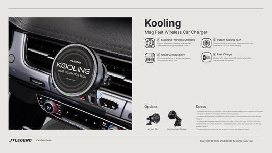 Power Support JTLEGEND Kooling Mag Fast Wireless Car Charger